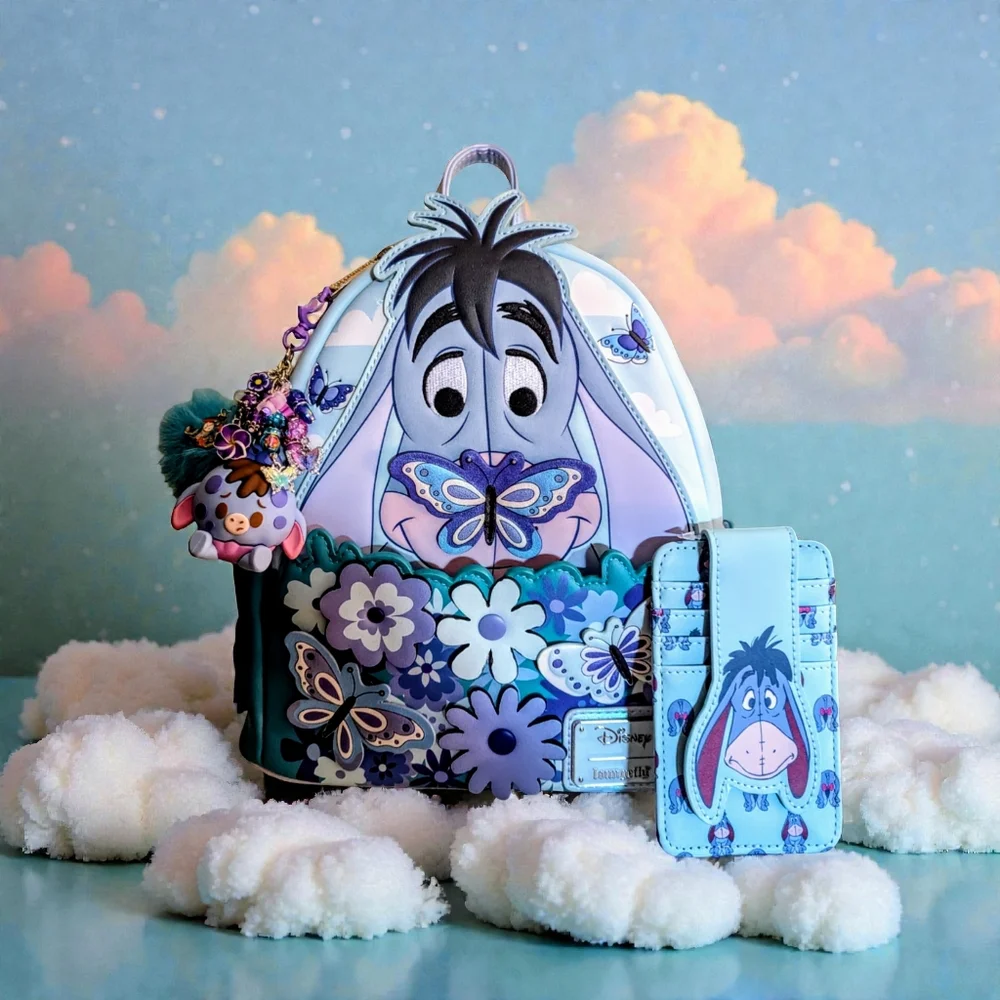 Loungefly Winnie the Pooh Eeyore  Butterflies Mini-Backpack,Charm,Wallet &Mirror - Picture 5 of 17